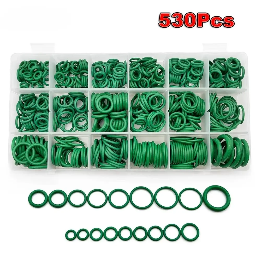 

530pcs/set Green Air Conditioning O Ring Kit 18 Size Rubber Accessories Seal Rubber O-Rings High Quality Maintenance