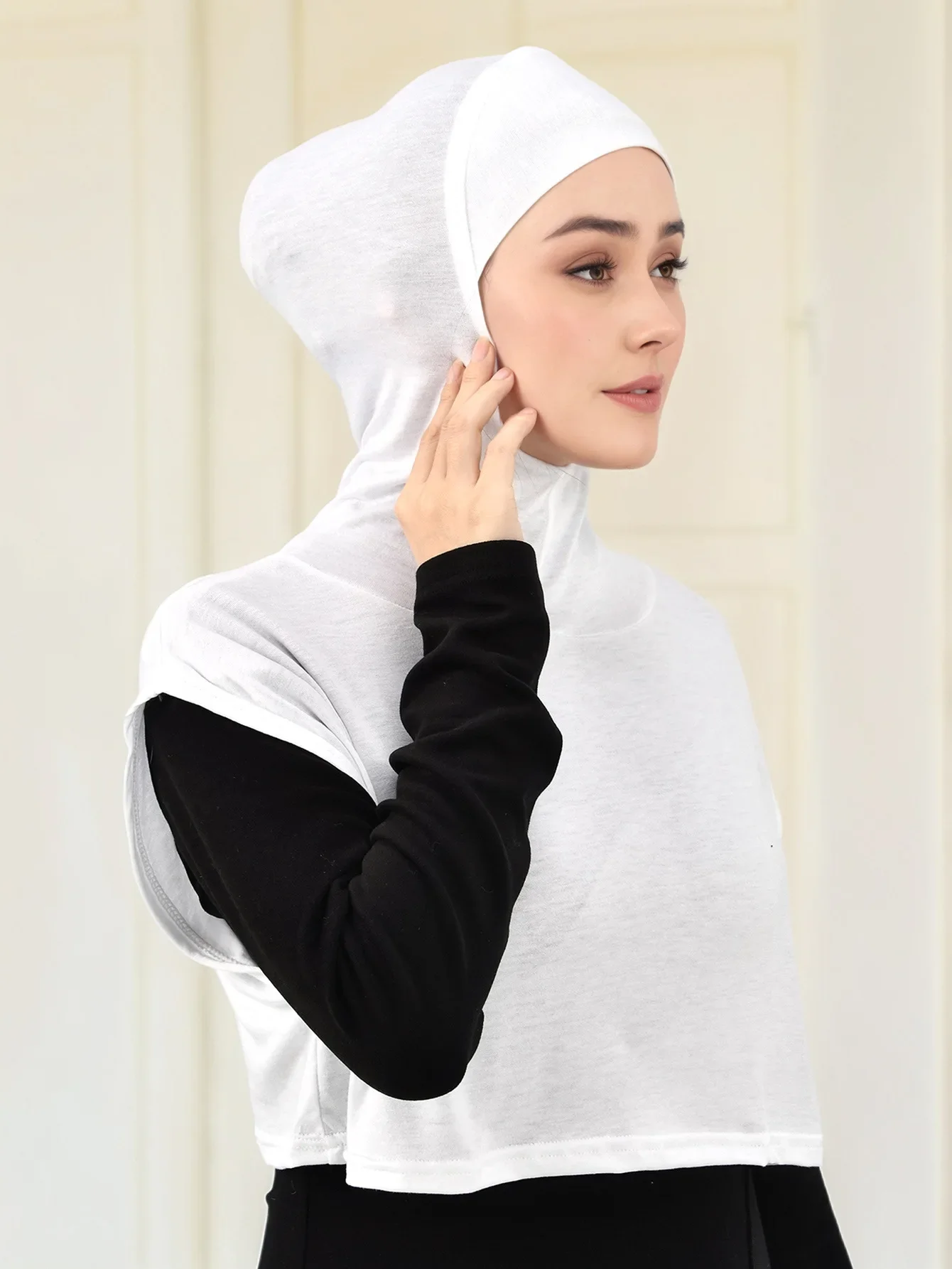 مسلم الرياضة مقنعين الحجاب عباية الحجاب للنساء جيرسي وشاح الرأس الإسلامي عمامة لحظة التفاف العلوي المحاصيل القمم كاذبة طوق