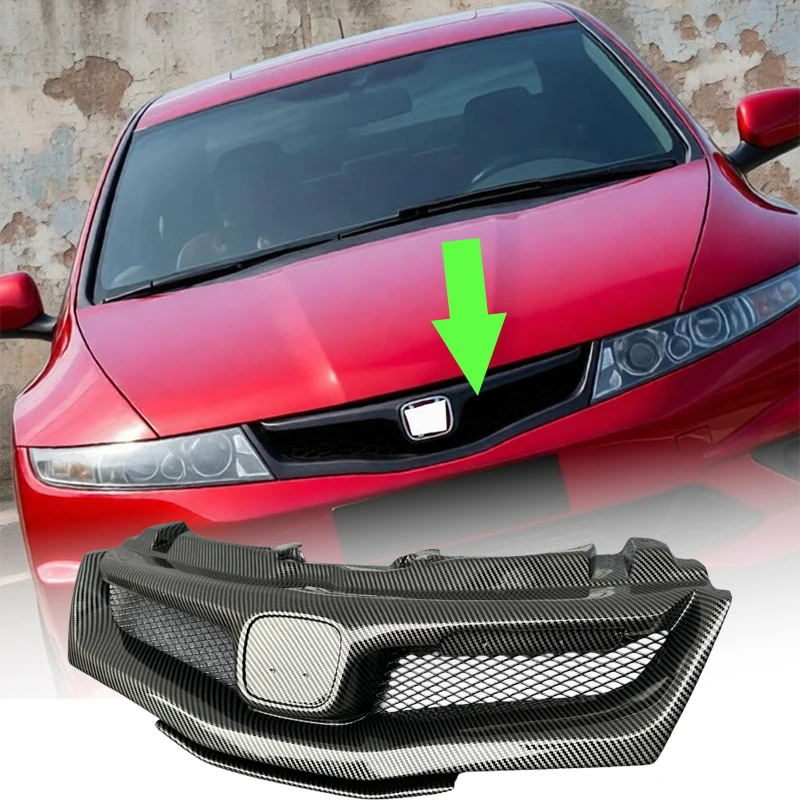 Front Grille Mesh EU Version For 2007-2011 Honda Civic FN2 Type R 3 Door Automobiles Accessories Exterior Parts Body Kits