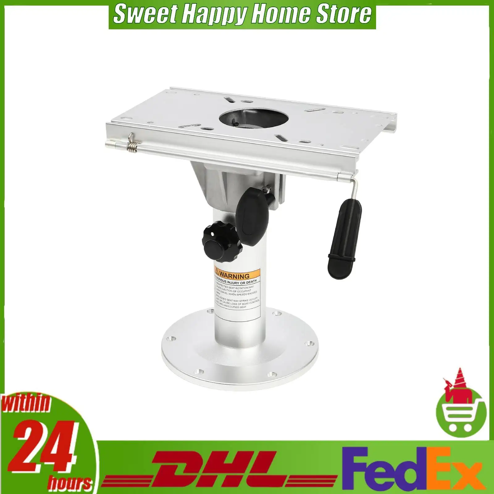Boat Seat Pedestal 13-19 Inch Height Adjustment with Seat Slide Aluminum Alloy Marine Seat Mount for Boat Yacht Fishing Boat