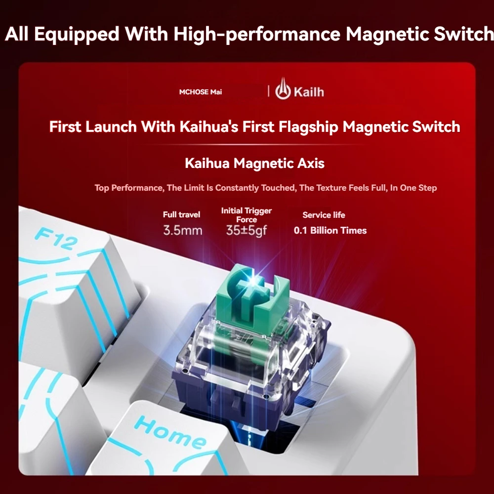 MCHOSE Jet75 Teclado mecánico interruptor magnético con cable junta de intercambio en caliente RGB 8000Hz 0,1 MS RT 0,01mm teclado personalizado 75% FPS para juegos