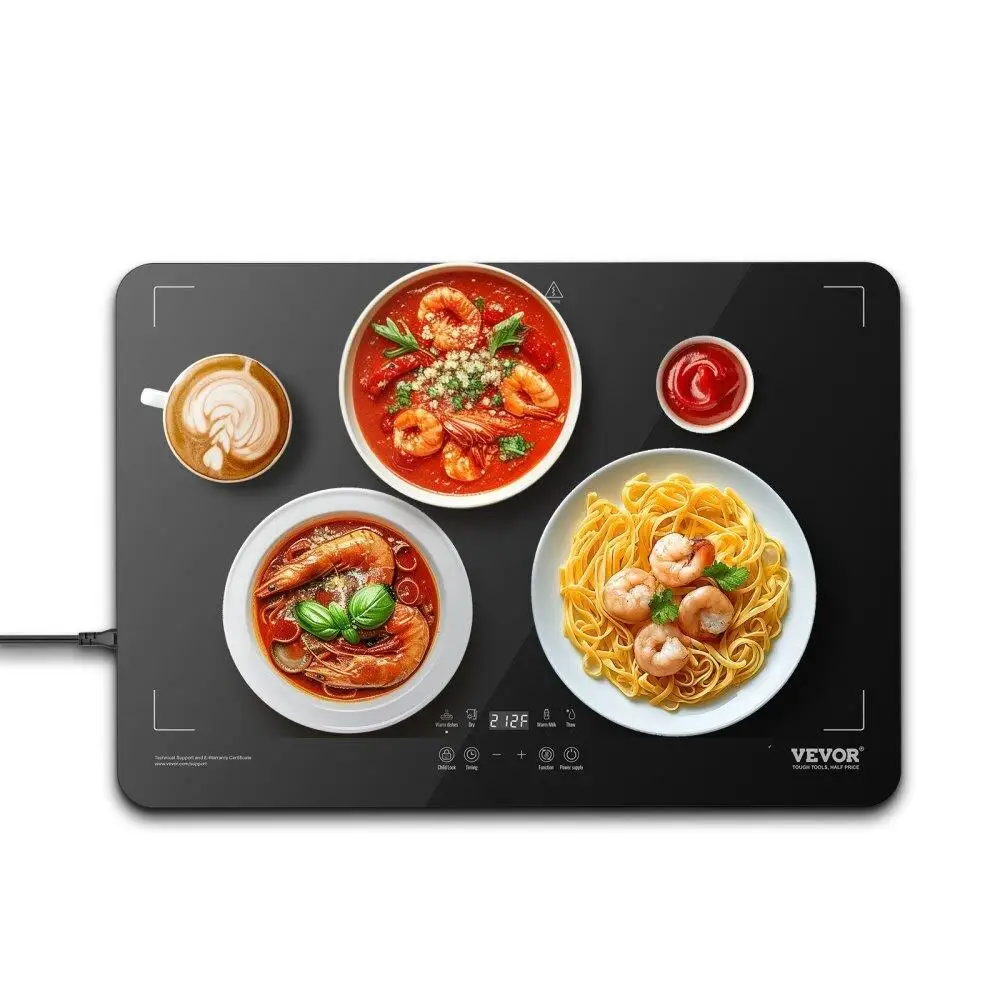 

Electric Warming Tray Buffet with Tempered Glass Temperature Control