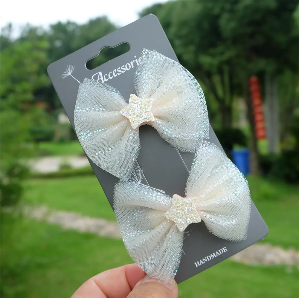 Girls\' Colored Yarn Bows Hair Clip Kids Hairpin Shiny Heart Barrettes Princess Headwear Children Hair Accessorie On Sales