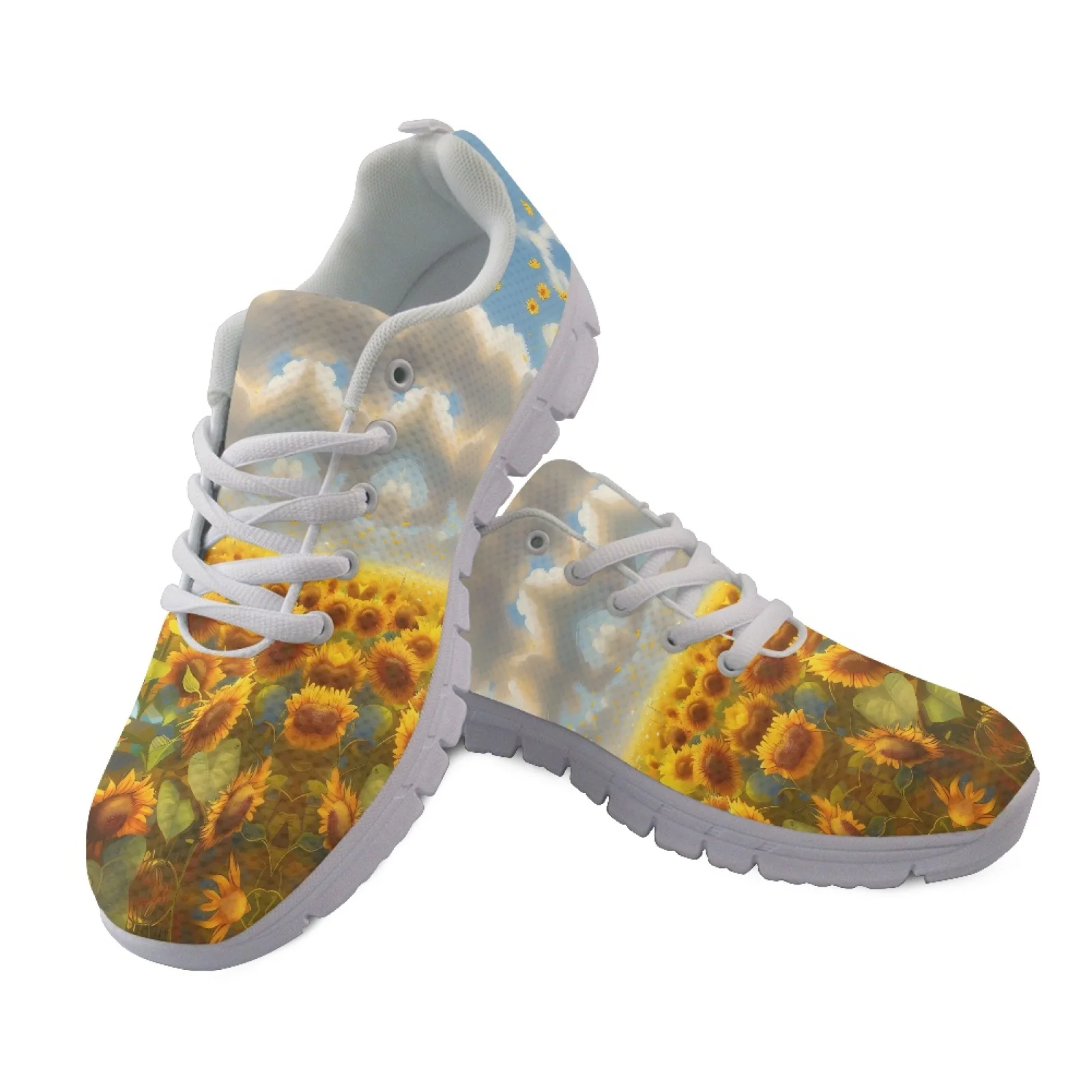 Coloranimal Sunflower Horse Print Mesh EVA Sole Mens Athletic Trainers Non slip Sole Running Walking Shoes for Women 2026 New
