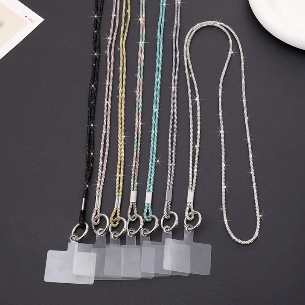 Glitter Crystal Rhinestone Phone Lanyard Bright Bling Bling Phone Case Chain Straps Phone Anti-lost Rope Phone Accessories