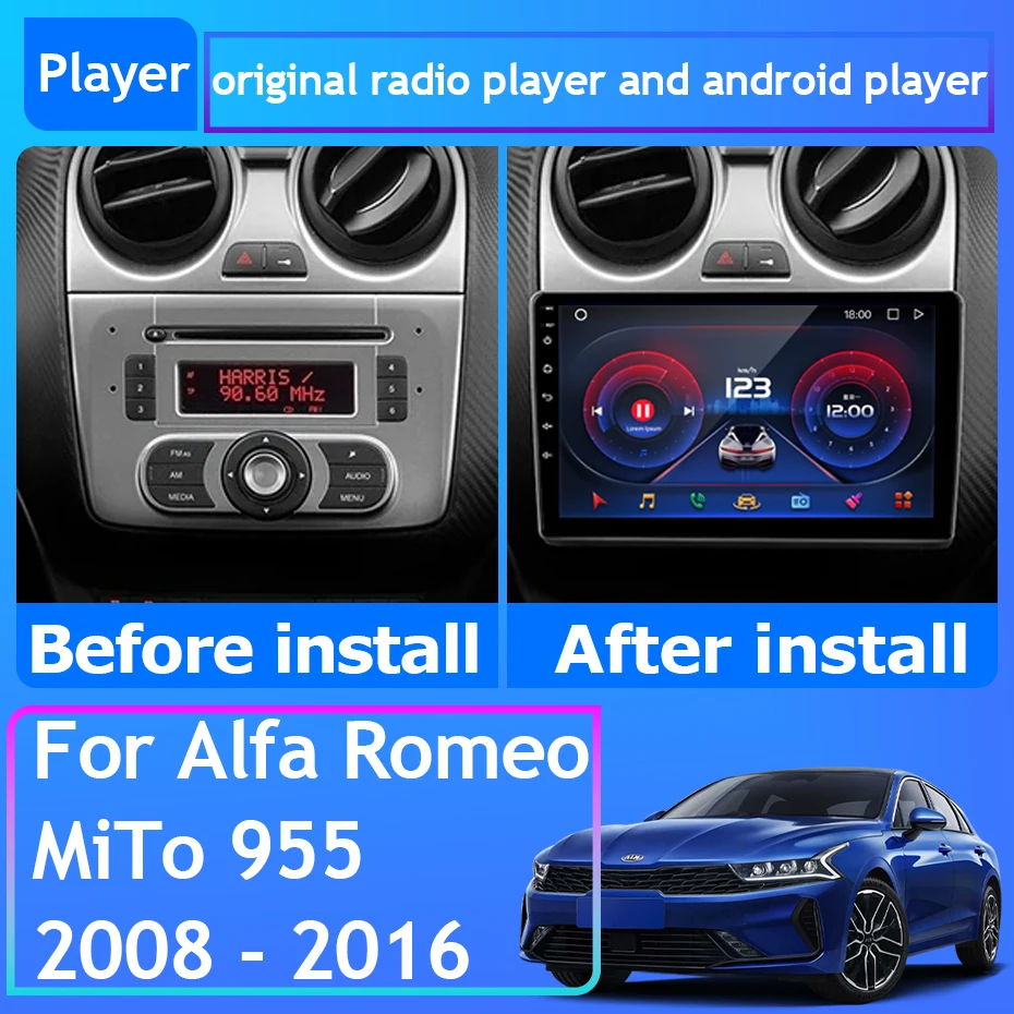 Car Radio Android 14 For Alfa Romeo MiTo 955 2008 - 2016 Navigation GPS Android Auto Carplay Multimedia Player Stereo 4G No 2din