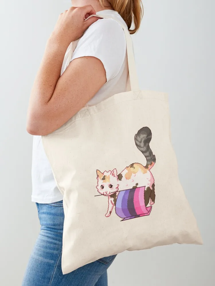 

Omnisexual Pride Cat Tote Bag Cloth bags Canvas Woman shopper bag eco pack