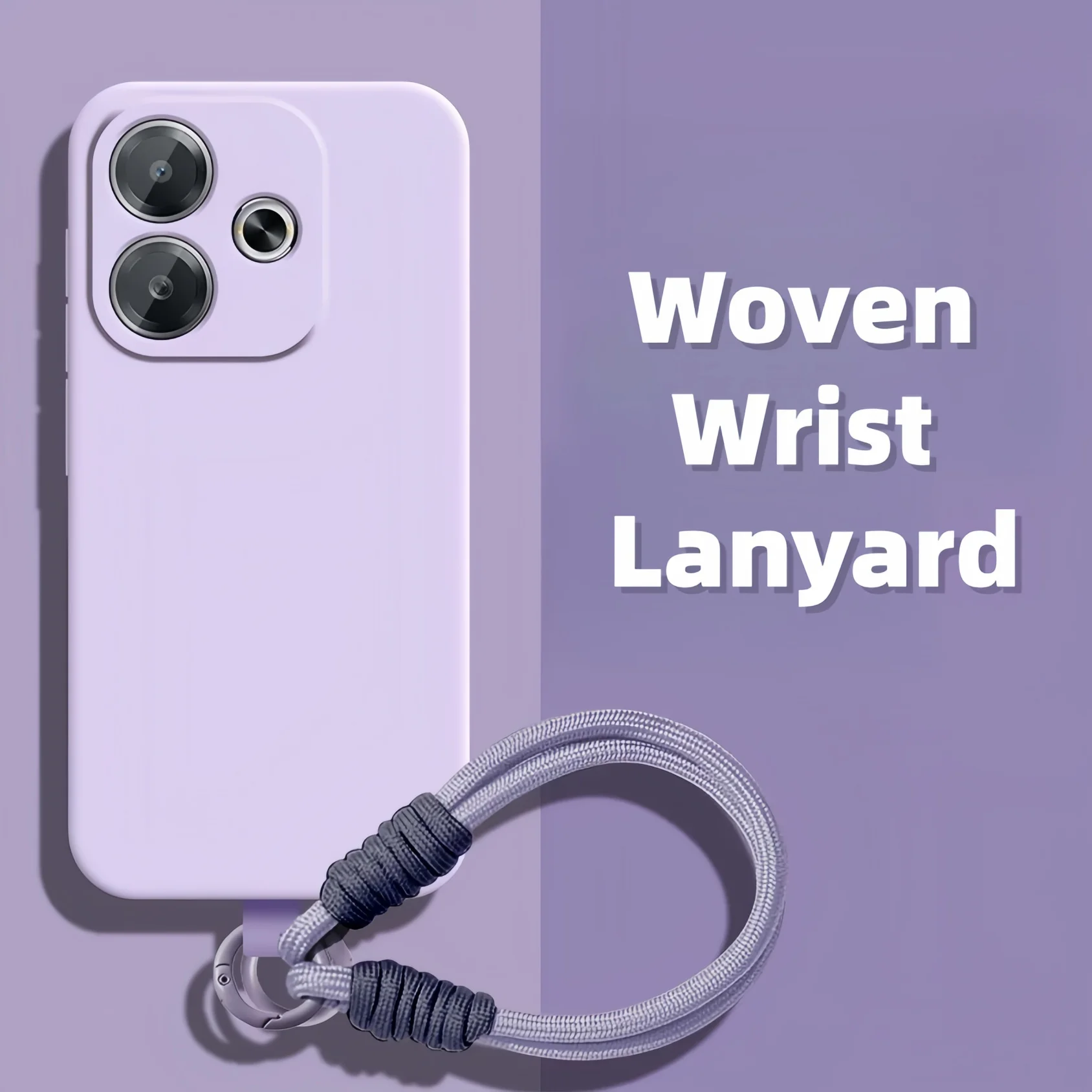 Modische, einfarbige, gewebte Handgelenkschlaufe, stoßfeste, schützende Flüssigsilikon-Handyhülle für OPPO A6 Pro/A5 Pro/A5