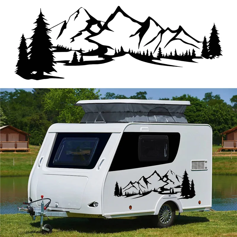 Superior-RV Motorhome Side Body Sticker DIY Large Mountain Tree Decal Sticker Decoration For Car Caravan Trailer