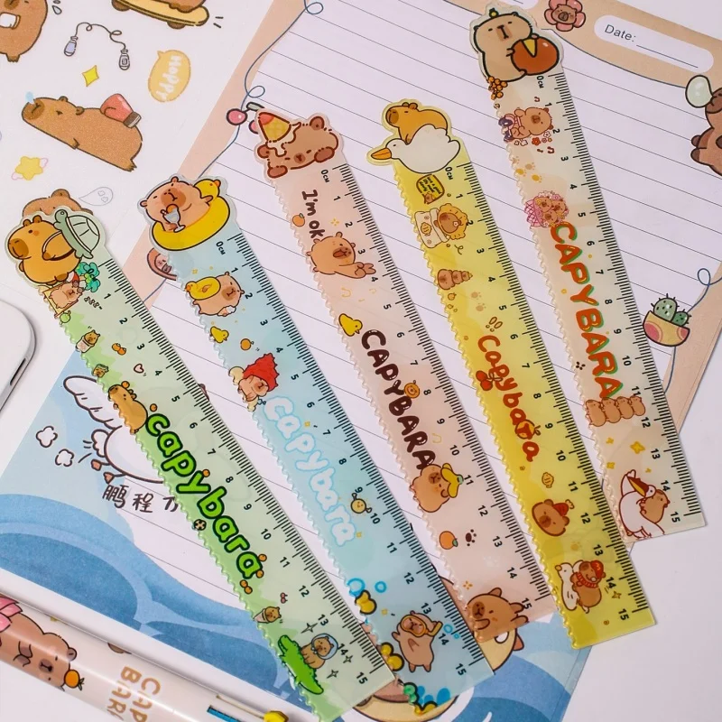 40pcs-lot-kawaii-capybara-ruler-creative-drawing-painting-tool-bookmark-promotional-stationery-gift-school-supplies