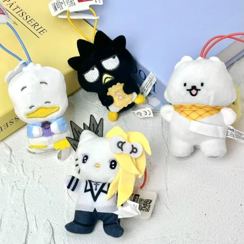 Nova série sanrio cordão chaveiro de pelúcia rock olá kitty legal pinguim ahiru não pekkle saco pingente kawaii melodia bolsa charme