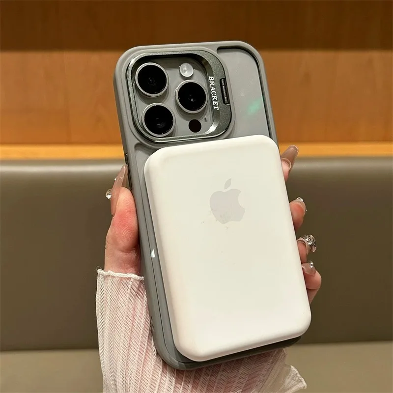 Transparent Magnetic Lens Bracket Phone Case For iPhone 15 Pro Max 11 12 13 14 Pro Max 11 For Magsafe Lens Film Shockproof Cover