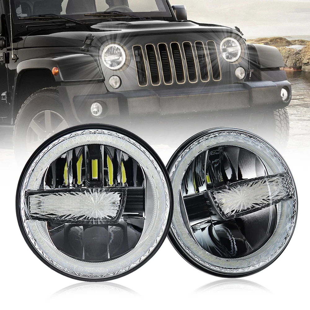 New 7 inch LED Headlight Car Light Assembly Hi/low Beam With DRL Kit For Jeep Wrangler JK TJ LJ Motorcycle