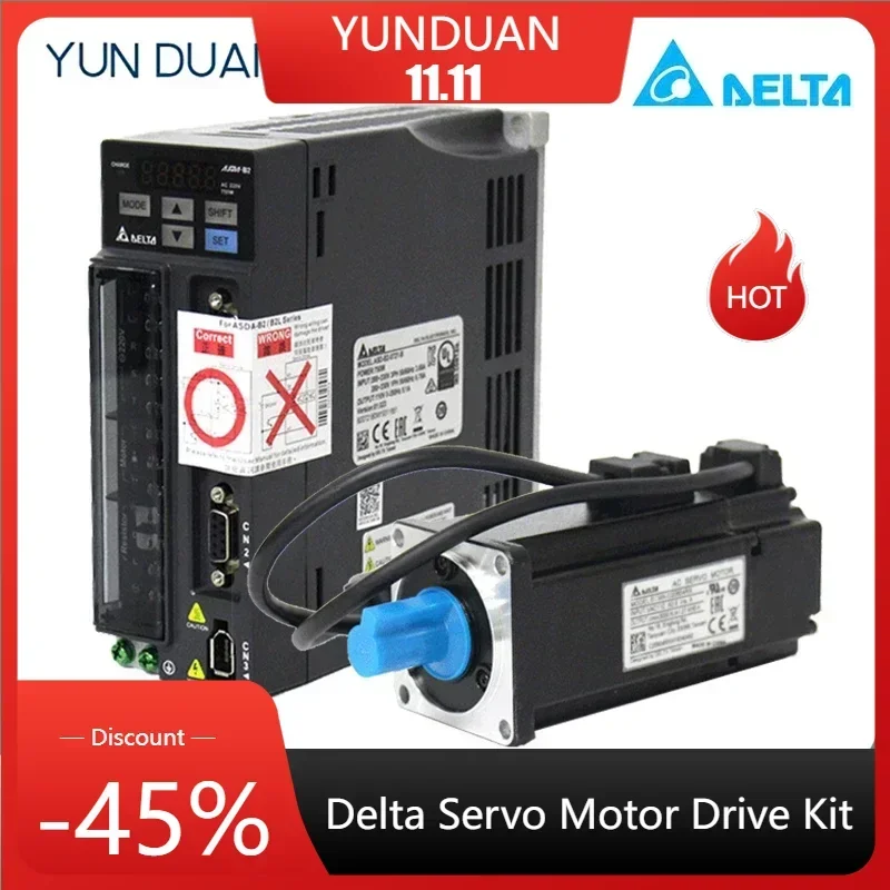 Delta B2/E3 AC Servo Motor Drive Kit 100/200/400W/750W/1KW/1.5KW/2KW/3KW ASD-B2-0421-B+ECMA-C20604RS ASD-B2-0721-B+ECMA-C20807RS