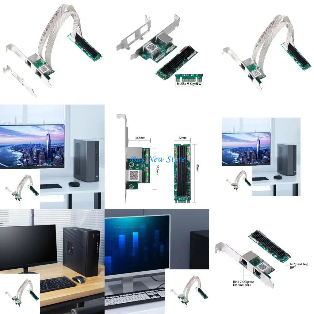

20CE for Desktop PC M.2 2.5G Gigabit NetworkCard 2500Mbps Computer Access Fast Ethernets RJ45 Adapters M.2 to RJ45