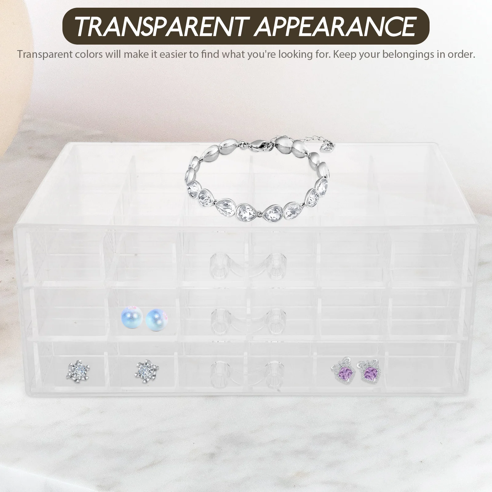 

Jewelry Storage Box Earring Organizer Bead Storage Case Nail Charm Holder Drawer Box For Women Clear Earring Rings Necklace
