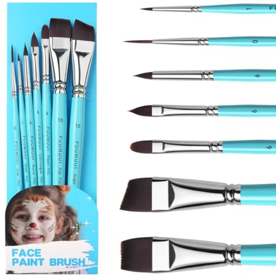 

Face Paint Brush Set 7Pcs Professional Artist Paint Brushes for Body Painting Art Halloween Cosplay Makeup Easter Acrylic Oil G