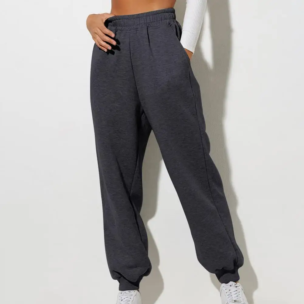 

Women Trousers Solid Color Pants Soft Warm Women's Sweatpants with High Elastic Waist Ankle-banded Solid for Spring for Jogging