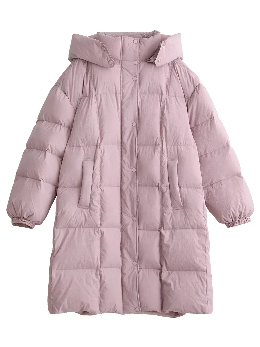 CHIC VEN-Doudoune Longue à Capuche en Duvet de Canard Blanc pour Femme, Veste Chaude et Décontractée, JXJackets d'Hiver, 90