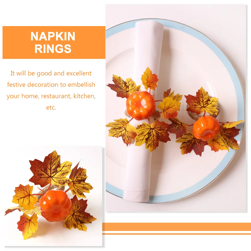 

6pcs Pumpkin Napkin Rings Elegant Thanksgiving Decor Fall Themed Party Favors Banquet Tea Kitchen Bar Accessories