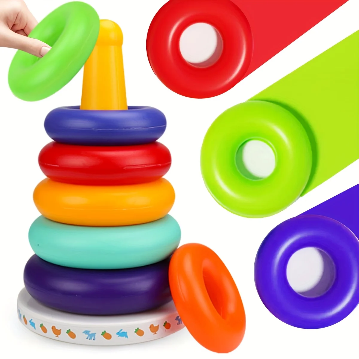 Jouets empilables, blocs de construction de tour arc-en-ciel pour la reconnaissance des couleurs et l'apprentissage sensoriel, cadeau de noël, Halloween, Thanksgiving