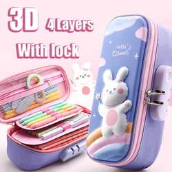 Estuche de lápices de unicornio 3D de gran capacidad, caja de bolígrafos Kawaii, bolsa de suministros escolares, organizador de papelería japonesa coreana