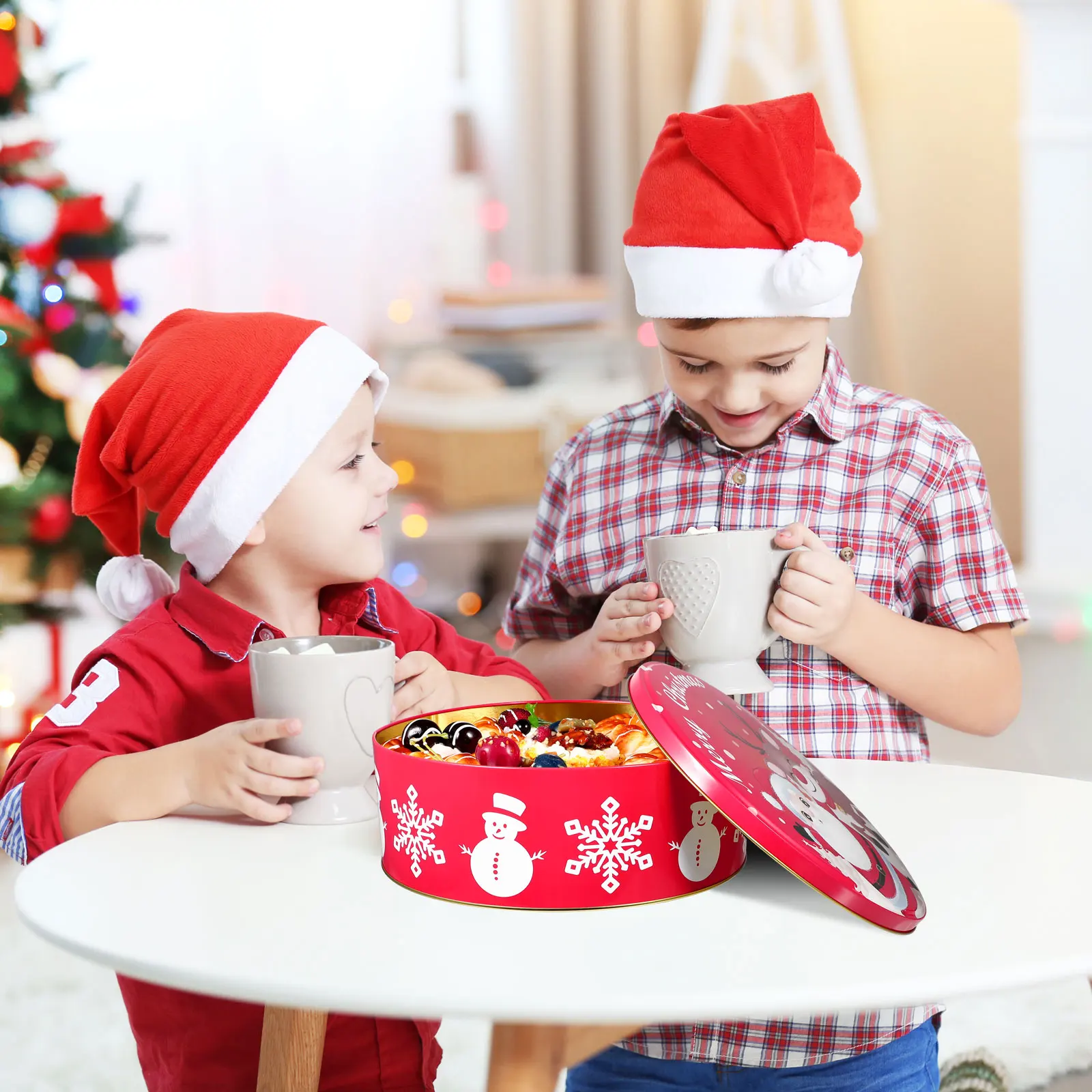 

Christmas Tinplate Gift Boxes Metal Cookie Boxes Candy Storage Various Sizes Santa Claus Decor Present Containers For Party