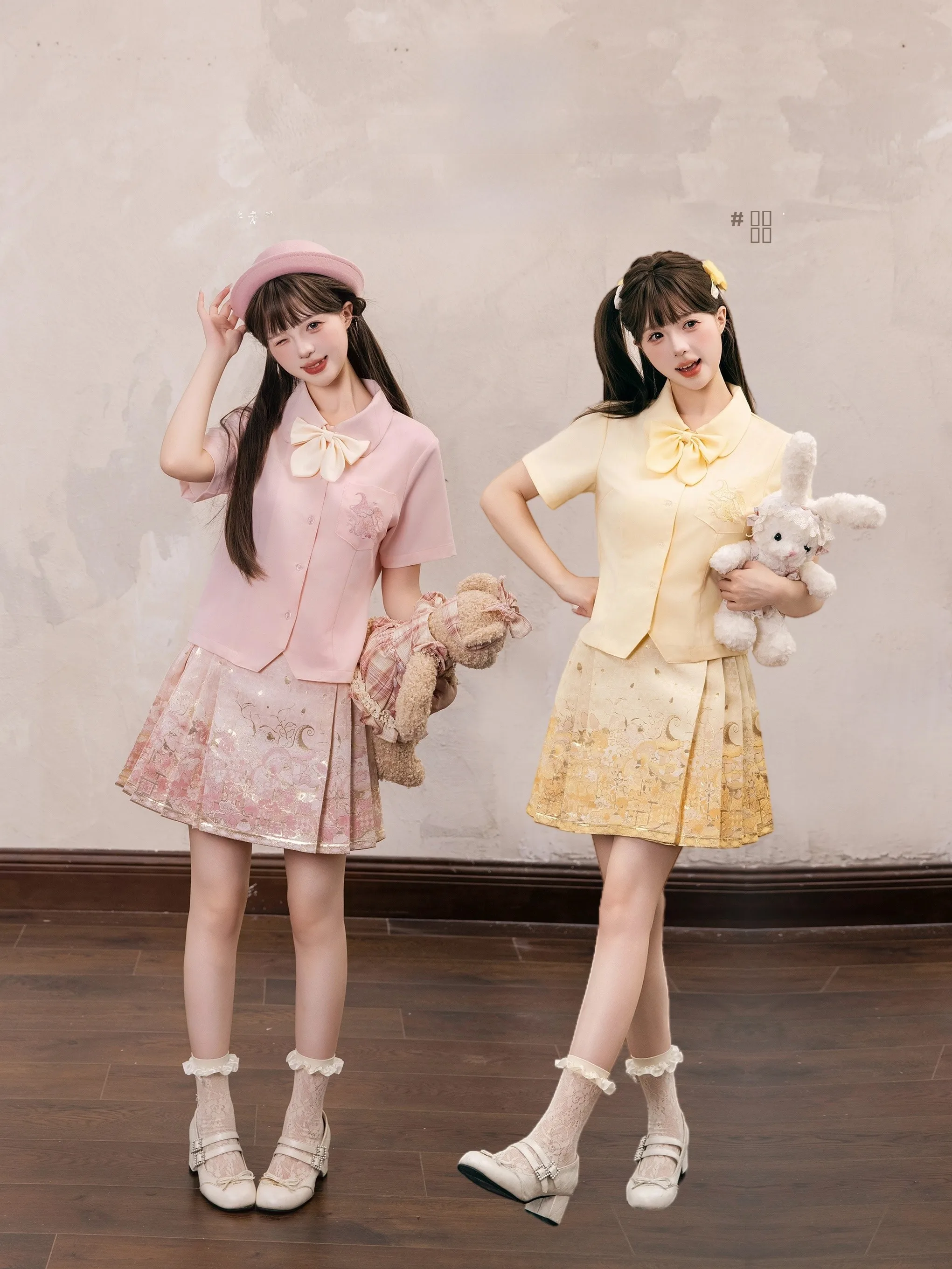 

Оригинальная милая розовая и желтая юбка-футляр с цветочным принтом в стиле Ханьфу для летнего колледжного образа.