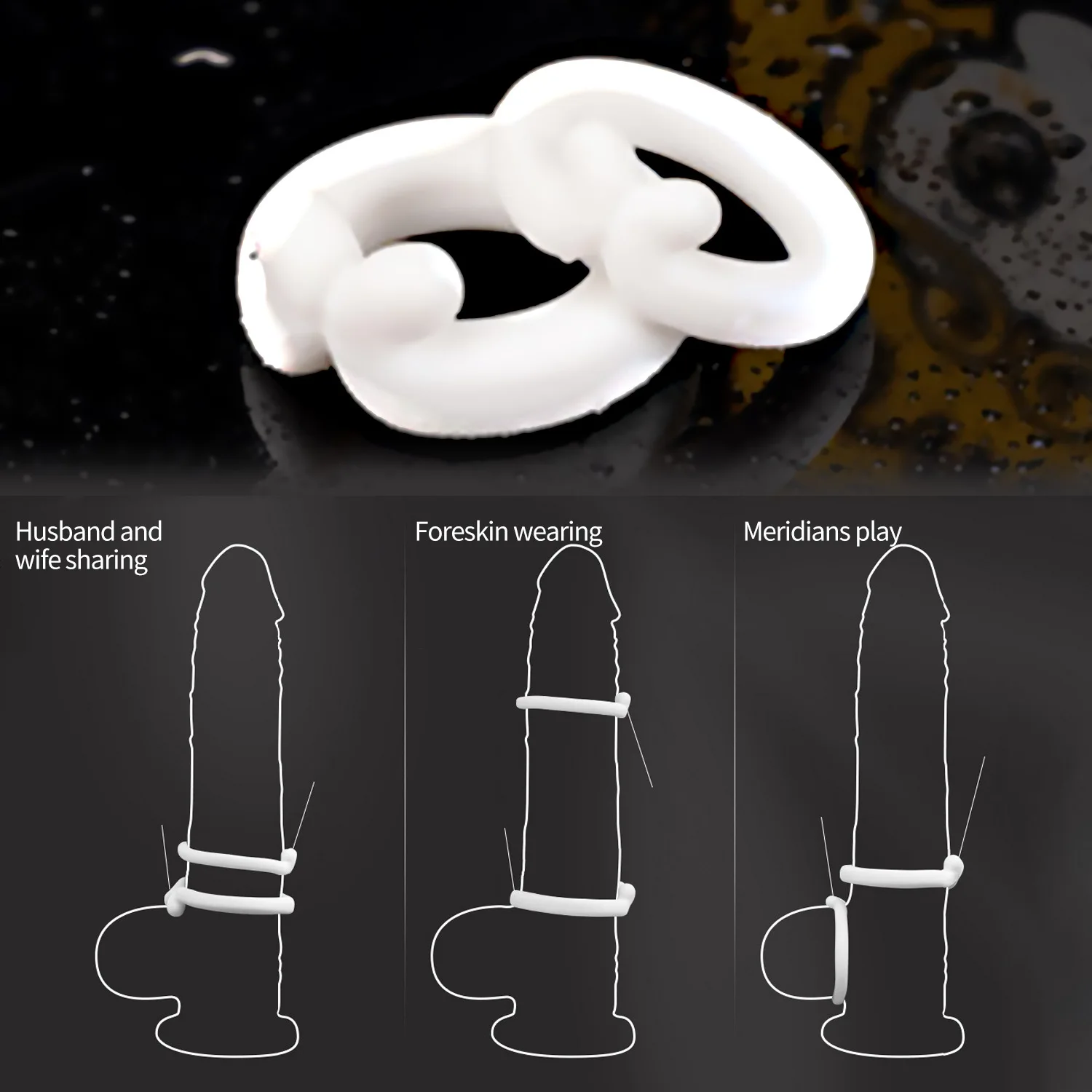 Silicone Penis Ring Male Foreskin Rings Delay Ejaculation Reusable Lock Penis Enlargement Cockrings Sex Toy For Men Supplies