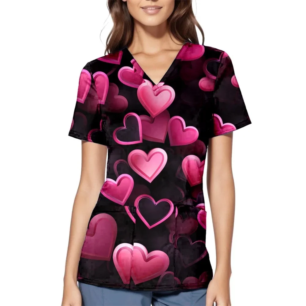 Хирургическая униформа, женская летняя модная летняя модная униформа с v-образным вырезом для медсестры, повседневная женская медицинская форма с накладным карманом и короткими рукавами