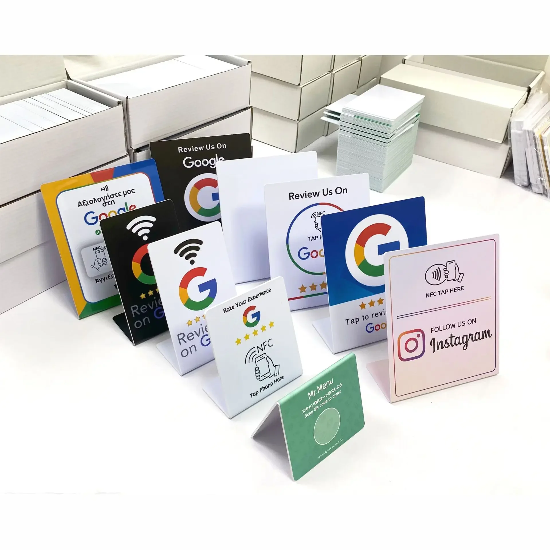 5yoa google revisão cartão nfc estação 13.56mhz mesa programável nfc google comentários exibir cartão de dobra em pé suporte da marca