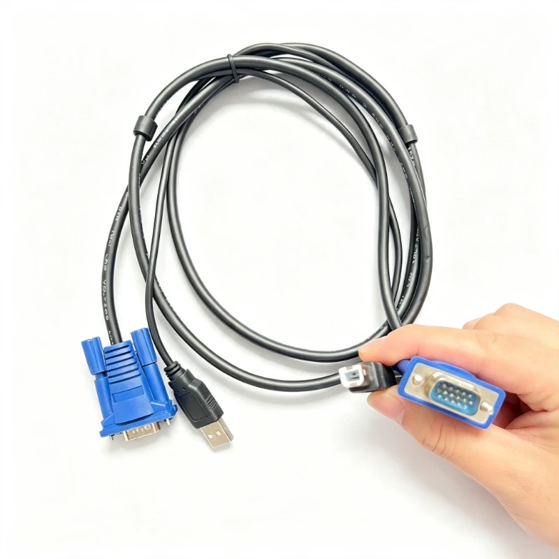 New 4.6Ft(1.5M) USB KVM VGA Cable - 15-Pin Switch Cable, USB 2.0 Type A To B 4Pin | Adapter for PC, Computer, Printer & Monitor