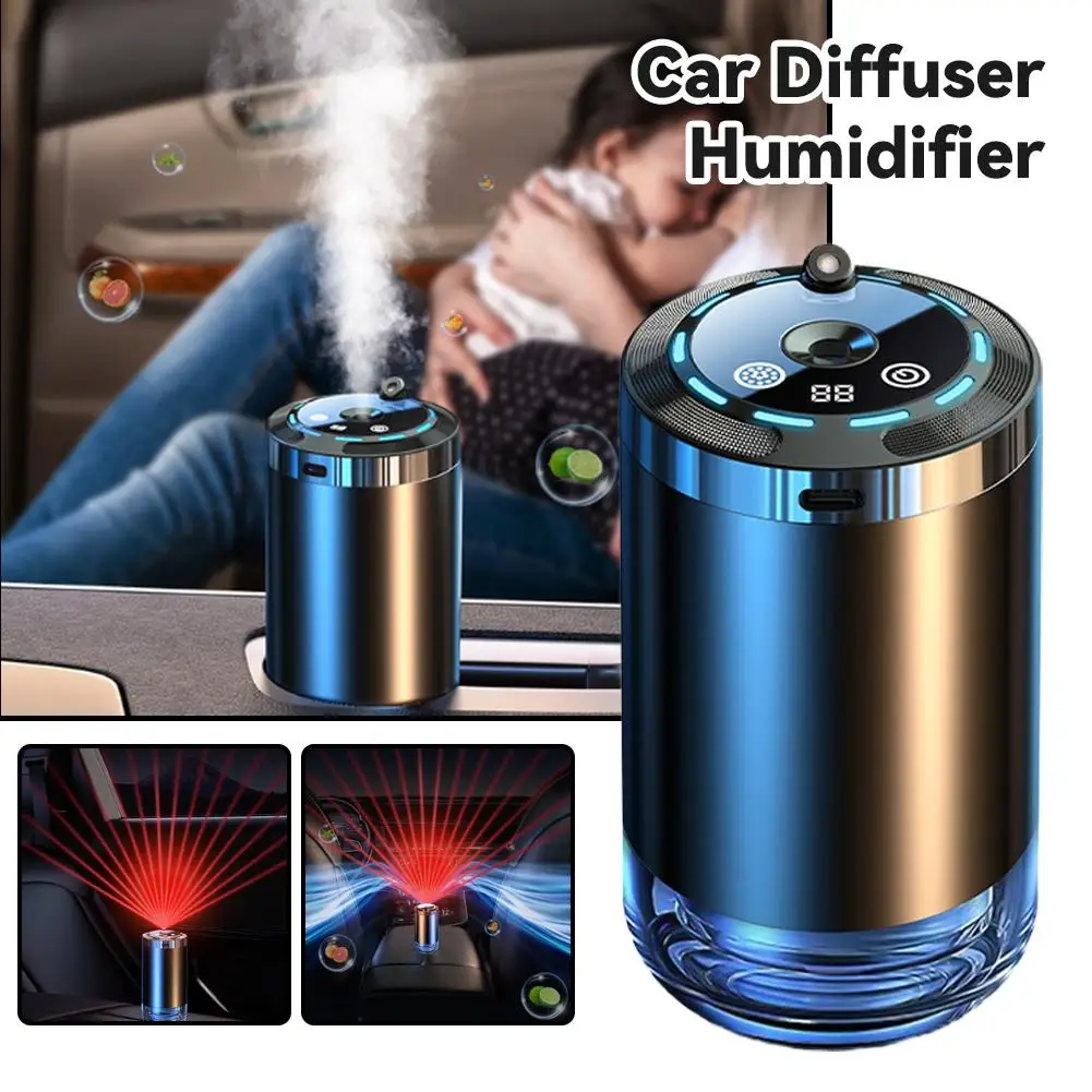 Difusor de Aroma Eléctrico para Auto, Humidificador con Ventilación, Eliminador de Olores para Auto, Hogar y Oficina, 5 Modos, Carga/Conexión a Corriente