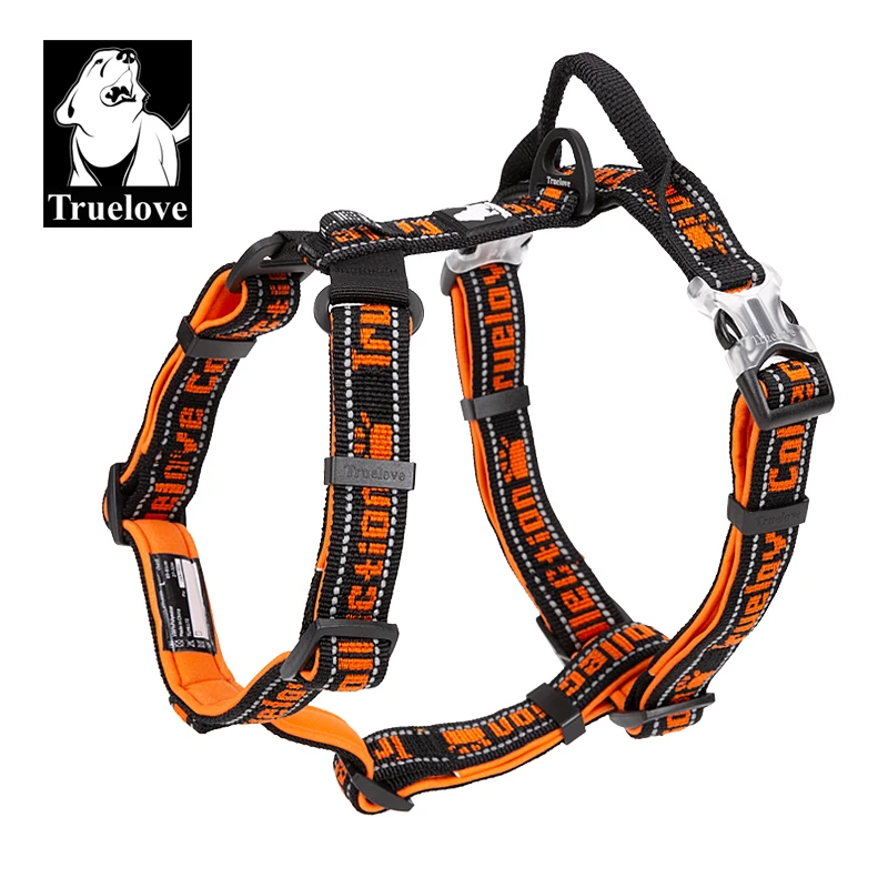 Truelove TLH6172 Anti-Zug Hundegeschirr, Gepolsterte Sportweste mit Atmungsaktivem Netz, Reflektierendes Design & Tragegriff für Diensthunde