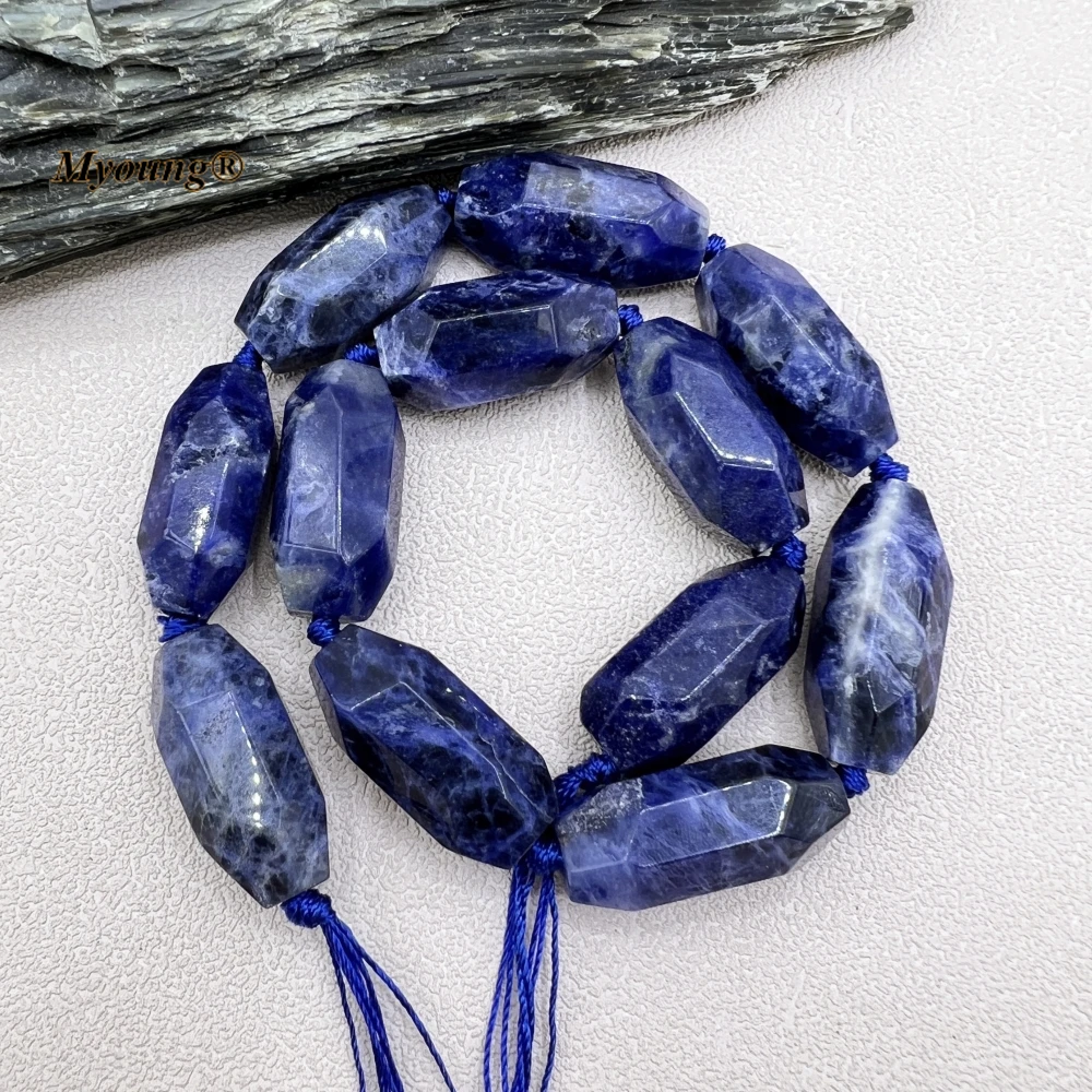 Faceted Large Natural Blue Sodalite Quartz Cutting Nugget Pendant Beads MY230585