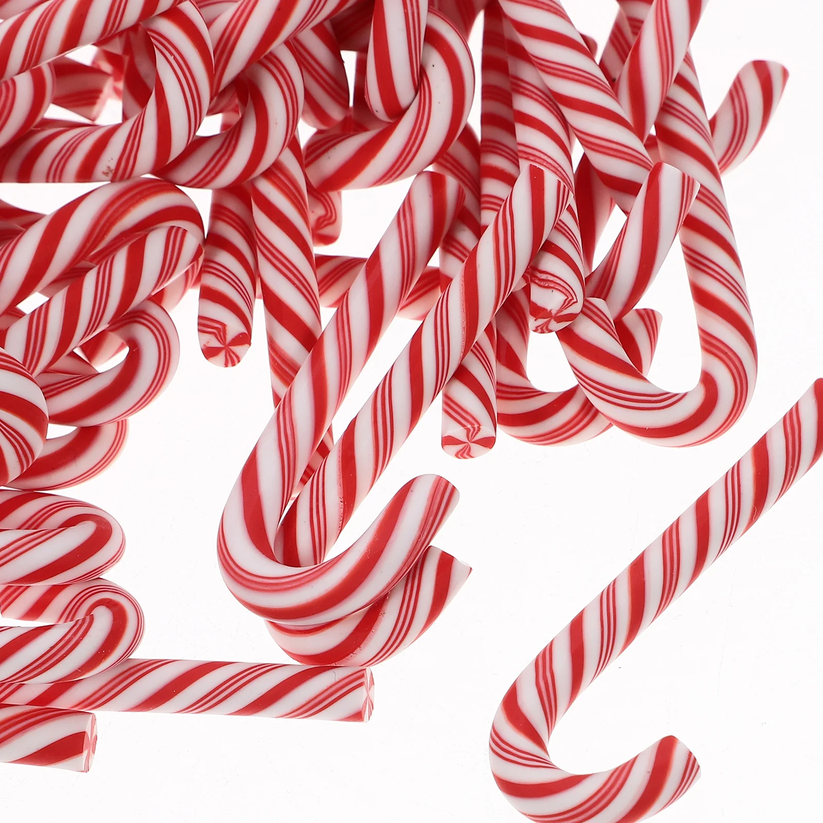 

100 Pcs Christmas Ornaments Candy Cane Craft Adorable Phone Case Charms Decorative Red Embellishments for Crafts Prop