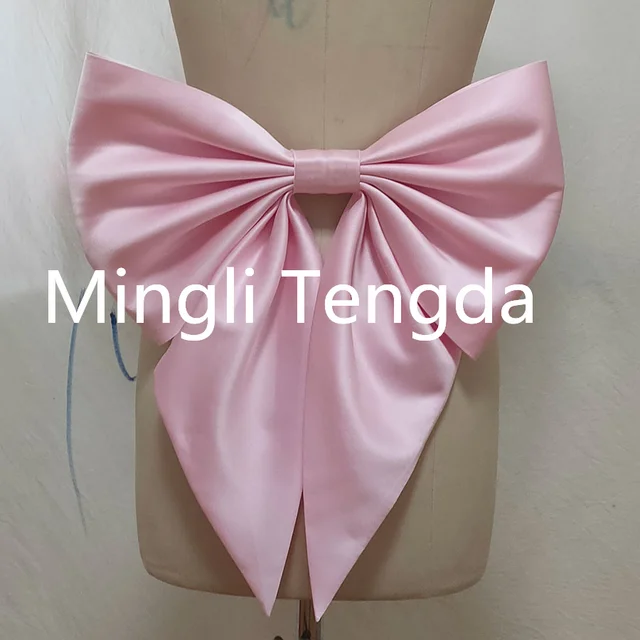 Mingli Tengda oddzielna satynowa kokarda akcesoria do sukienki ślubnej eleganckie węzły odpinane suknie balowe satynowe węzły Bride Sash Butterfly