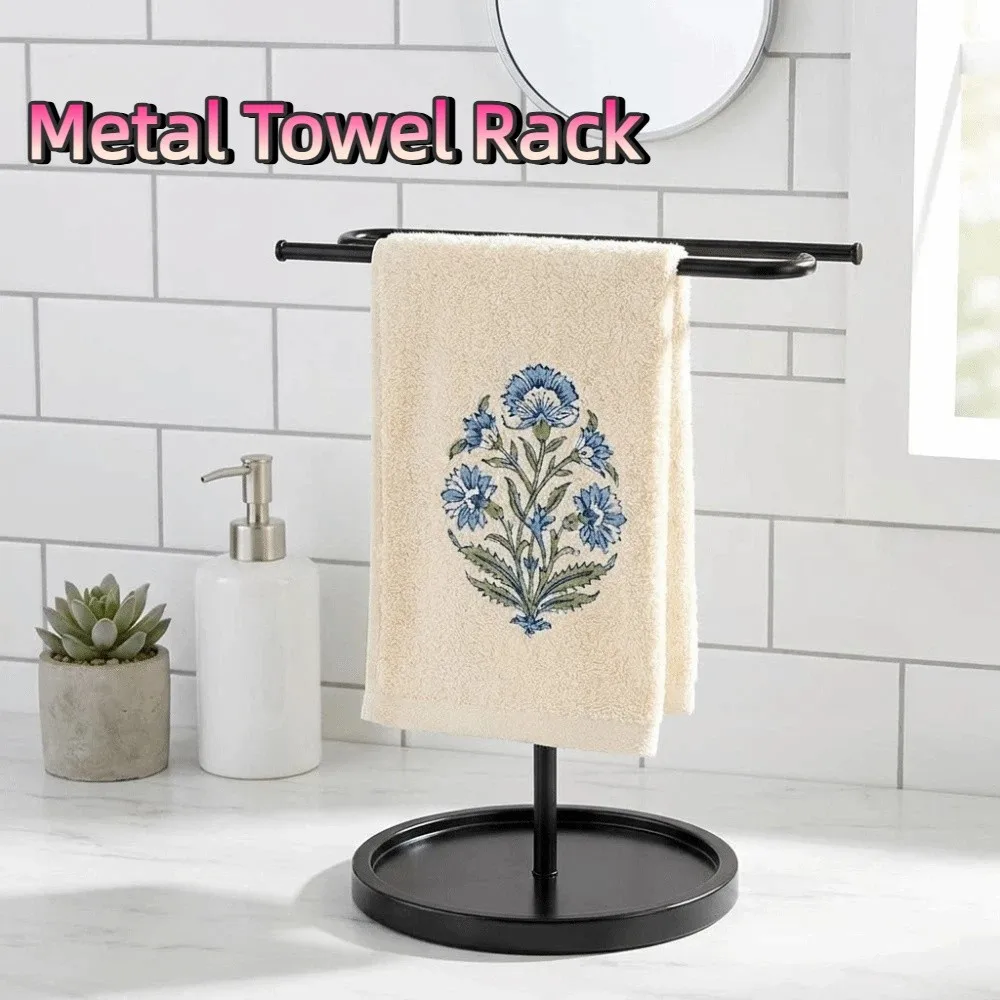 

Towels Non-Slip Metal Towel Holder Stable Space Saving Hand Towel Stand Decorative Weighted Base S-Shape Towel Stand Bathroom