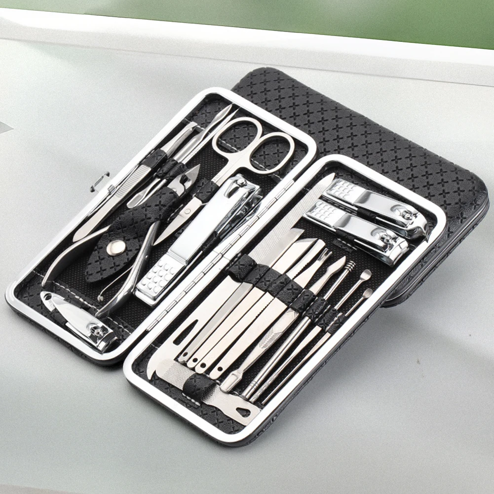 Nail Care Kit Mens - 19点入り爪切りセット ステンレス製 プロフェッショナルグルーミングキット ケース付き ネイルケアツール 男女兼用