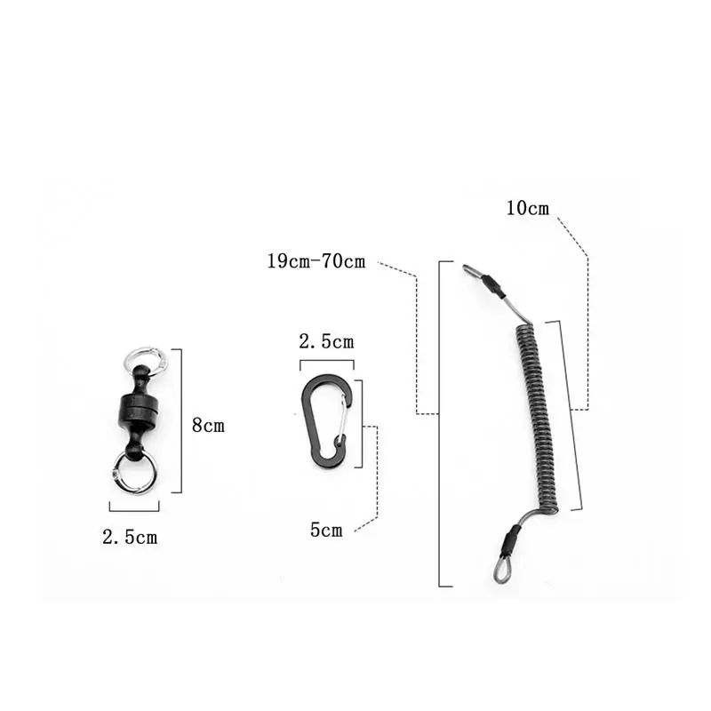Magnetic Fly Fishing Net Holder Release With Elastic Coil Tether Lanyard Carabiner Angling Gear - view 6