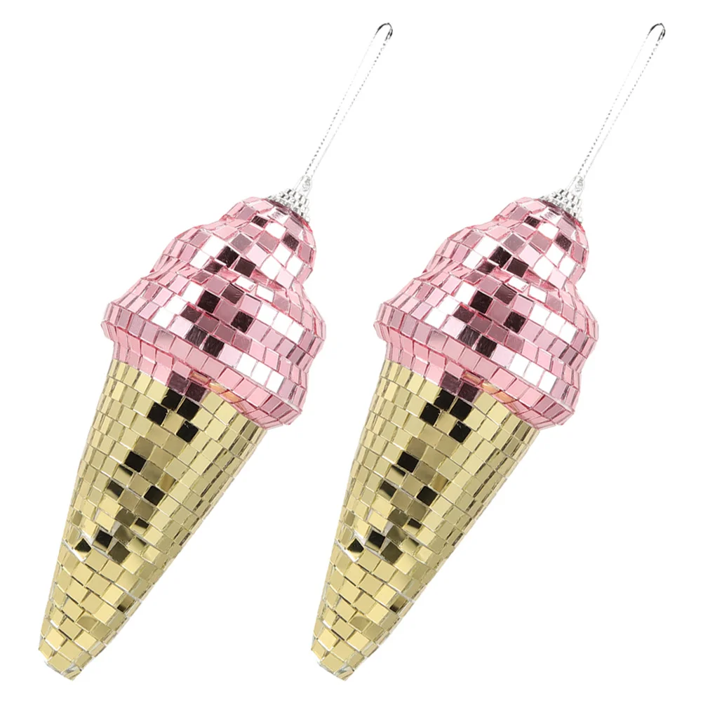 

2Pcs Ice Cream Disco Ball Hanging Decor Intricate Design for Summer Celebrations Versatile Room Party Decoration Bright Eye