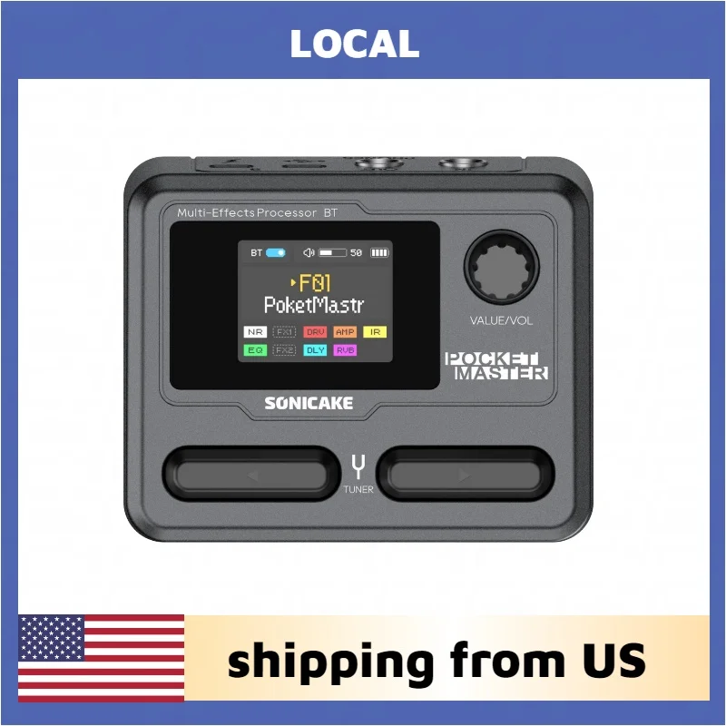

Педаль эффектов SONICAKE Local Pocket Master Compact для гитары и бас-гитары с 100+ мультиэффектами, управлением через приложение и цветным ЖК-экраном 1,77 дюйма QME-10