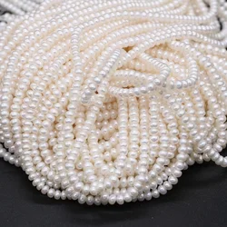 Natural Freshwater Pearl Beads 3-4mm Flat Round Loose Pearl Beads for Making Jewelry Bracelet Necklace Earrings Strand 3-4mm