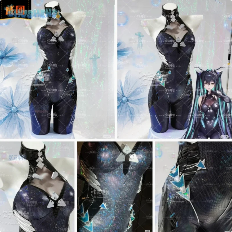 

NIKKE: Богиня Победы Вести ‌ Костюм Русалочки для косплея, сексуальный черный кожаный плотный комбинезон, реквизит, парик, комплект на Хэллоуин