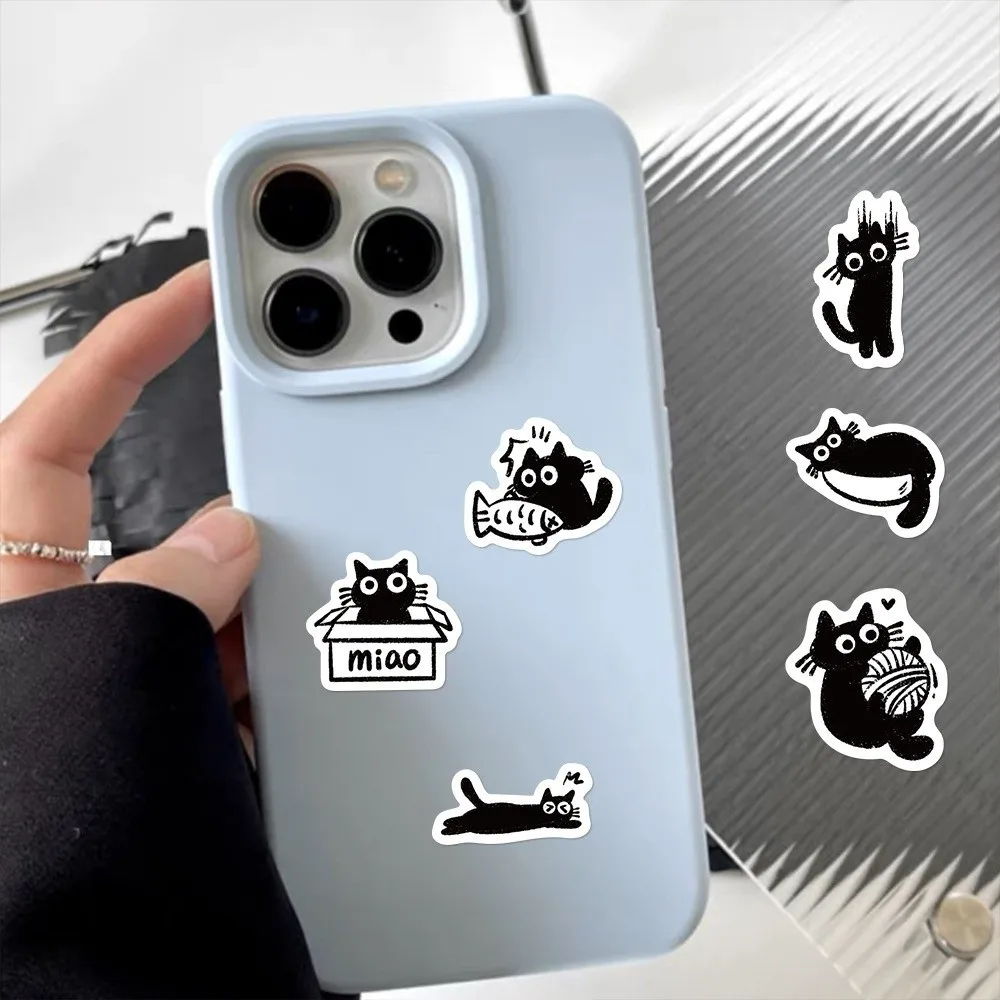 500 Stück/Rolle DIY schwarze Katze Aufkleber Cartoon Design kreative Muster Graffiti Aufkleber wasserdicht niedlichen Stil Rollenaufkleber