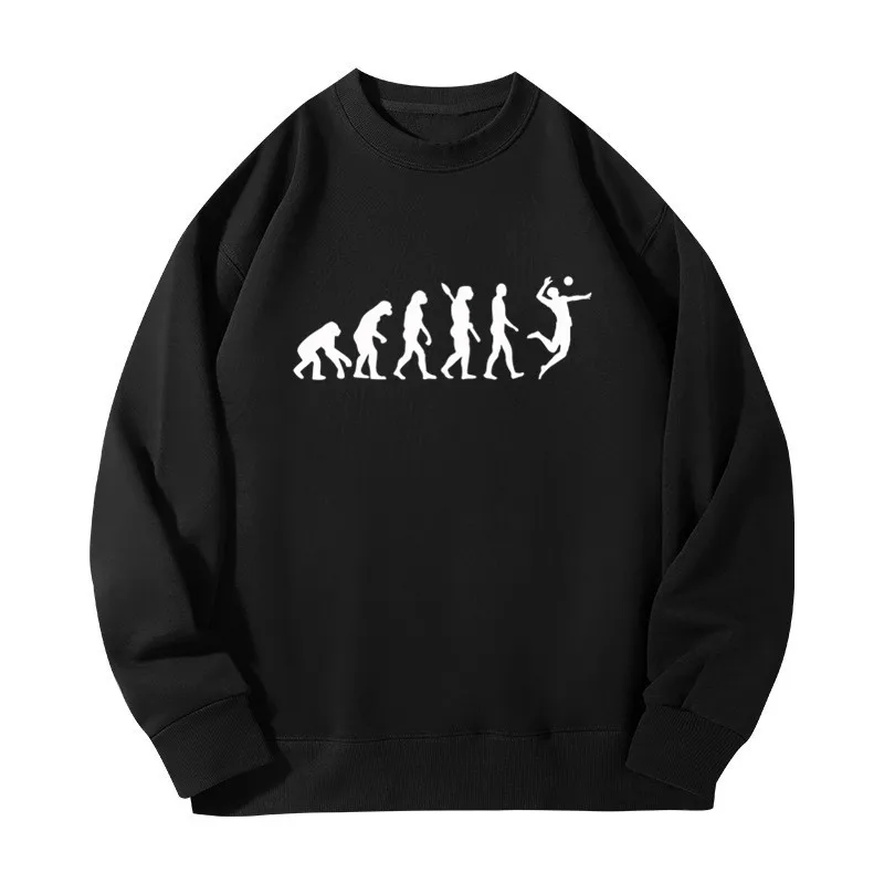 Evolution Volleyball printed Sweatshirt Round Neck Long Sleeve Top Trendy Creative Design Men Women Clothing