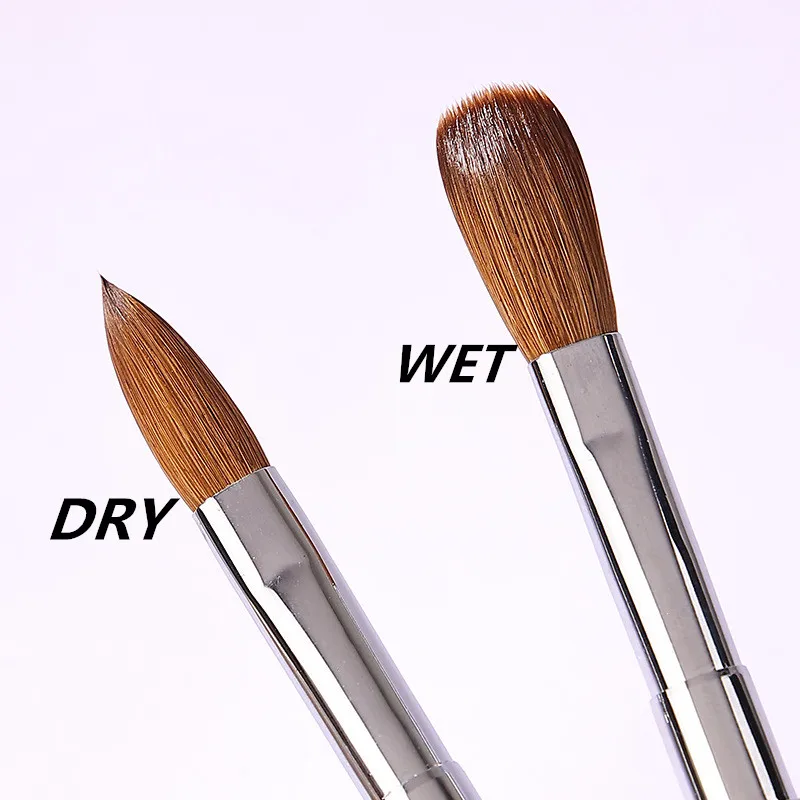 1PC Pure Kolinsky Nail Brush Silver UV Gel Polish Nail Art Extension Builder Manicure Nail Pen Painting Drawing Brushes