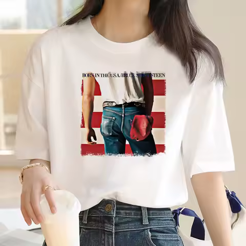 Bruce Springsteen tshirt women manga harajuku funny top girl 2000s clothes