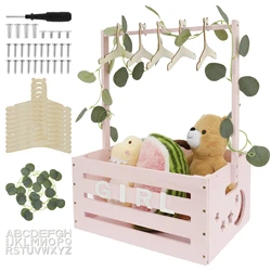 Wood Baby Shower Storage Basket Portable Newborn Baby Basket Decorative Baby Storage Crate with Handle for Boys Girls New Parent