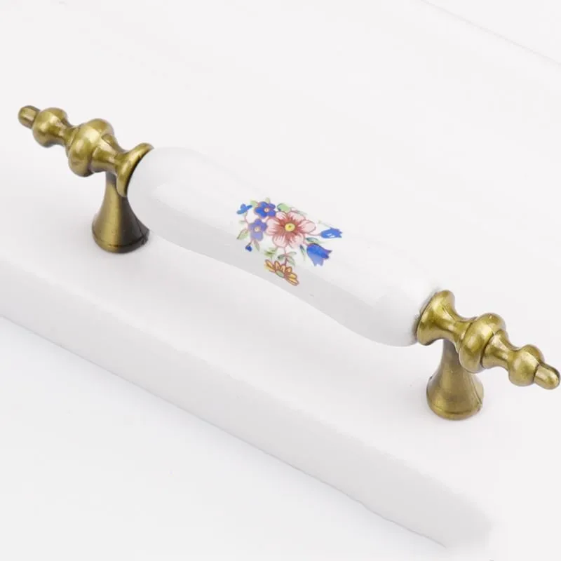 Retro Ceramic Door Handles Chinese style European Antique Furniture Handles Drawer Pulls Kitchen Cabinet Knobs and Handle